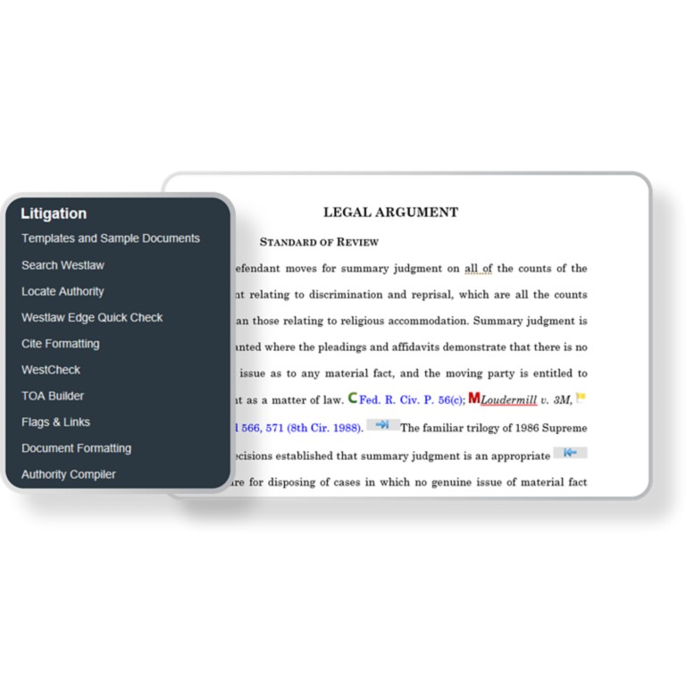 Drafting Assistant Litigation menu