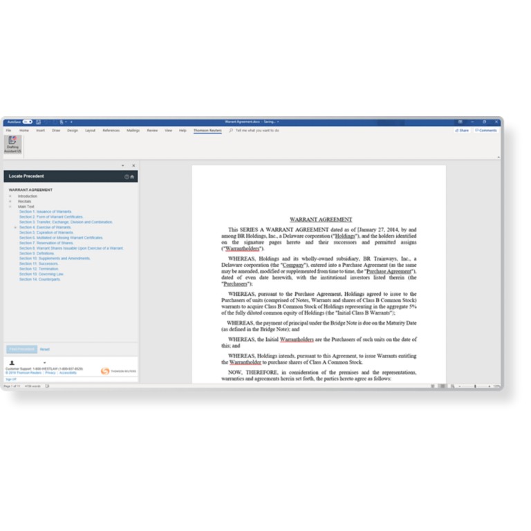 Utilize Westlaw legal research while in Drafting Assistant