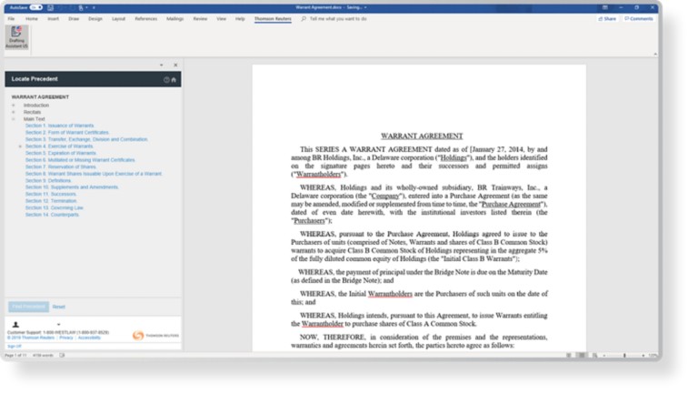 Utilize Westlaw legal research while in Drafting Assistant
