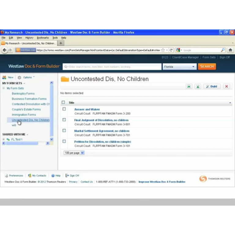 Westlaw form builder
