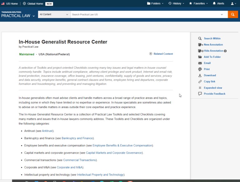 Practical Law resources for settlement agreements screenshot