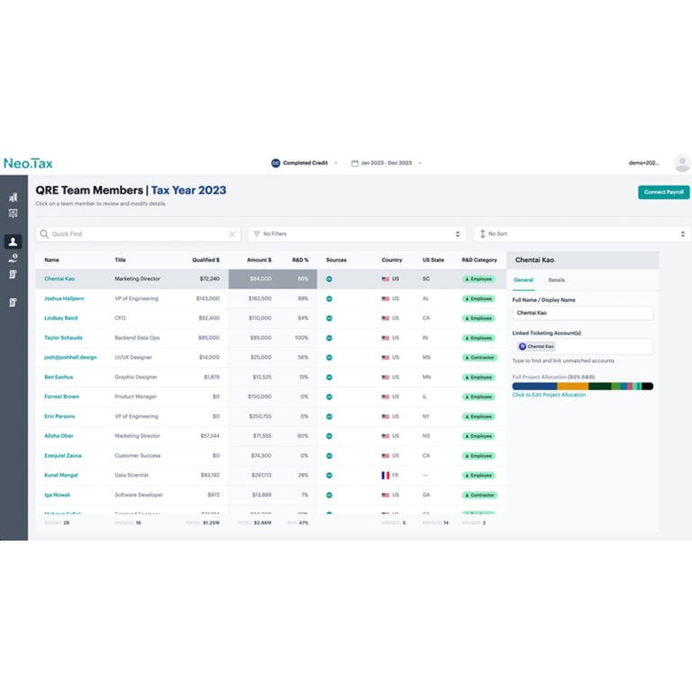 Neo.Tax UI screenshot