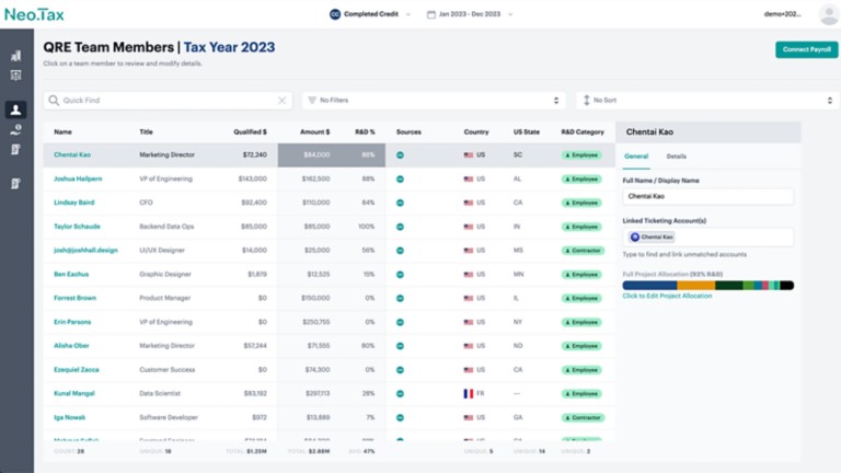 Neo.Tax UI screenshot