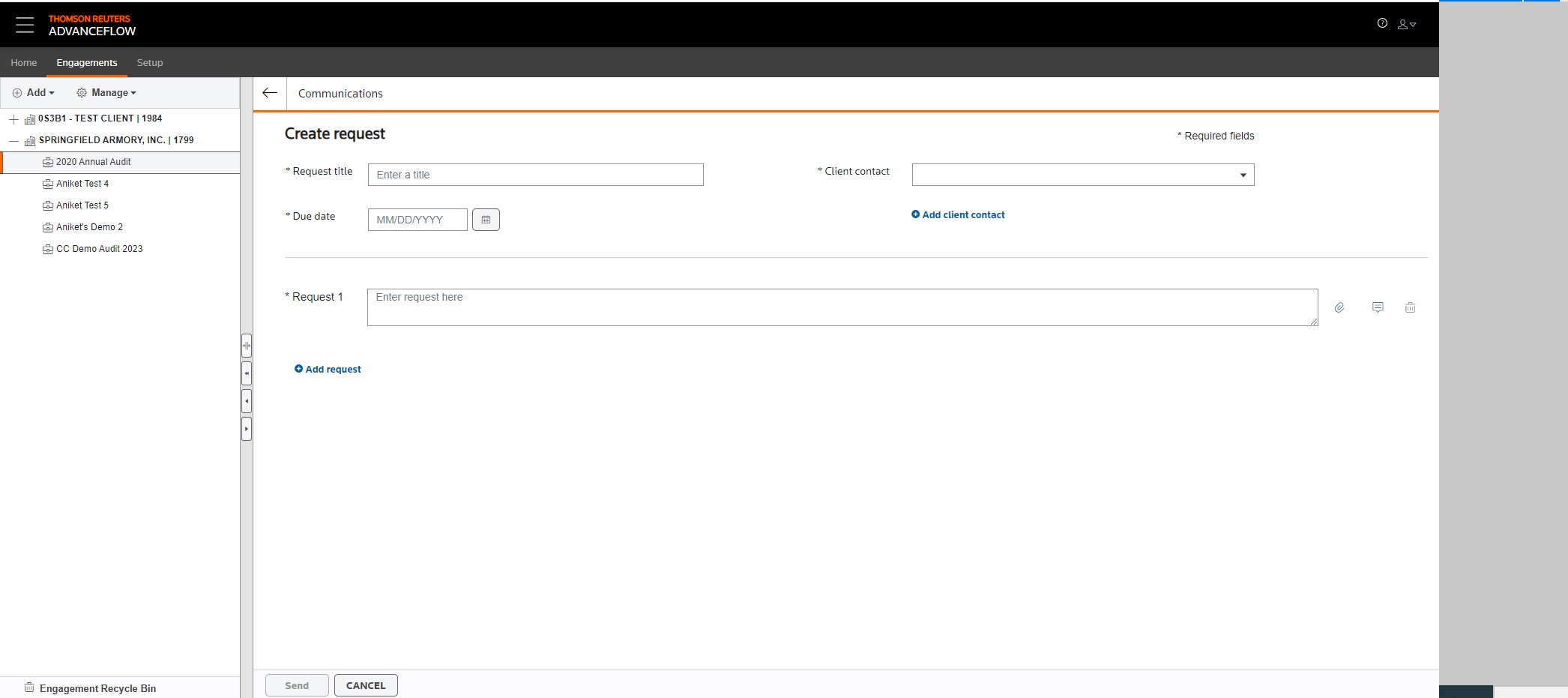 Provide request details