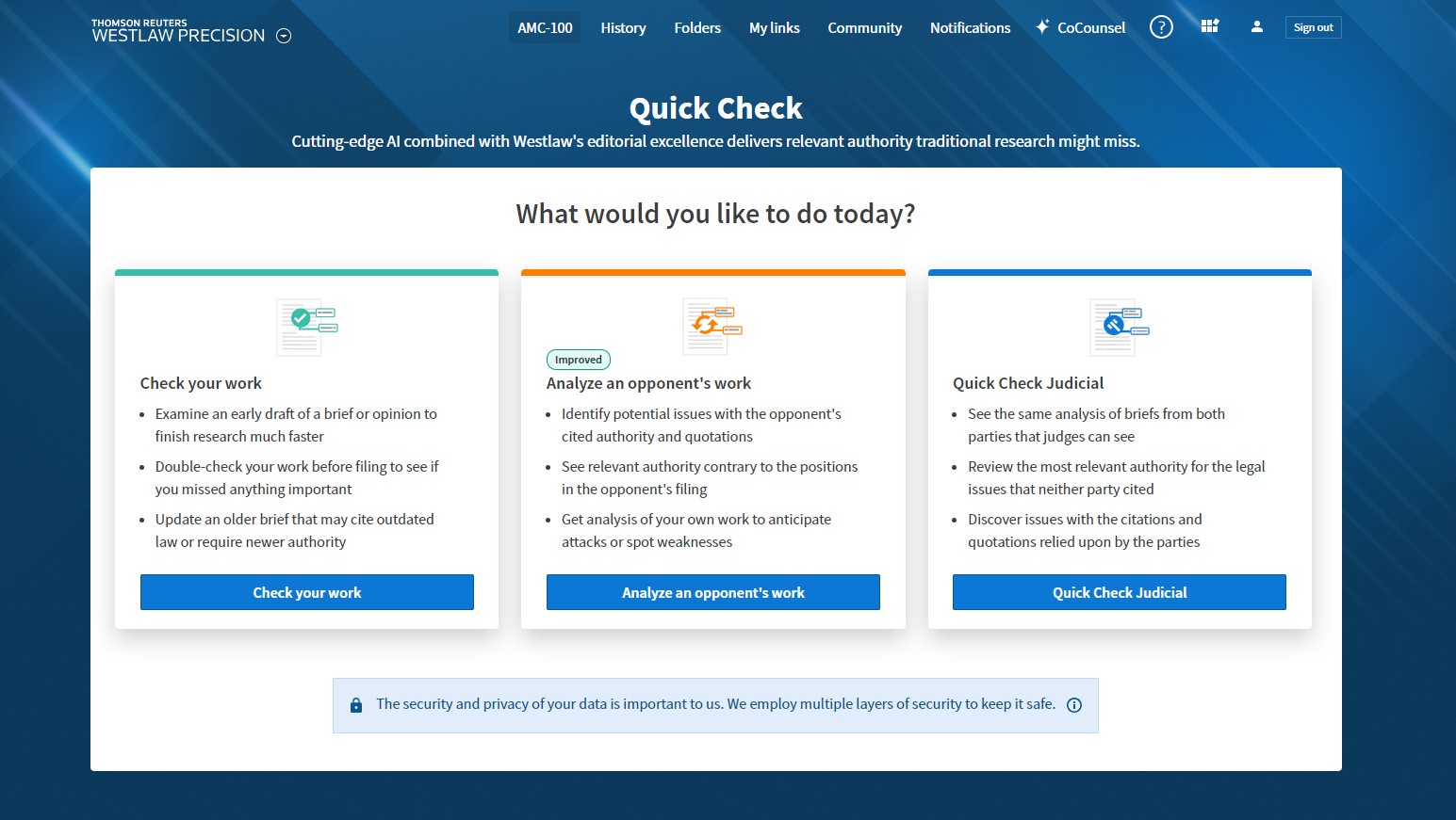 quick check home page