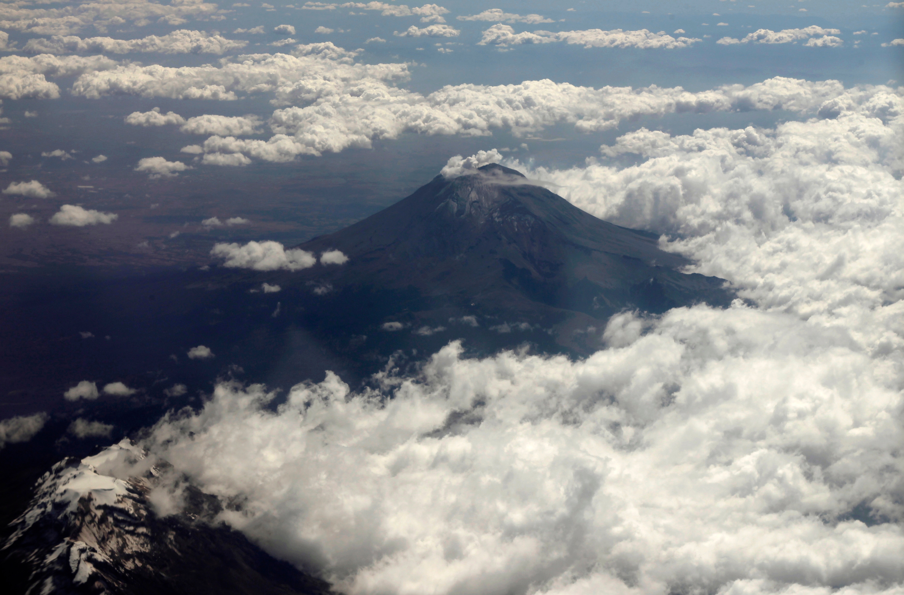 A view of Mexico's volcano Popocatepetl and Iztaccihuatl mountain.