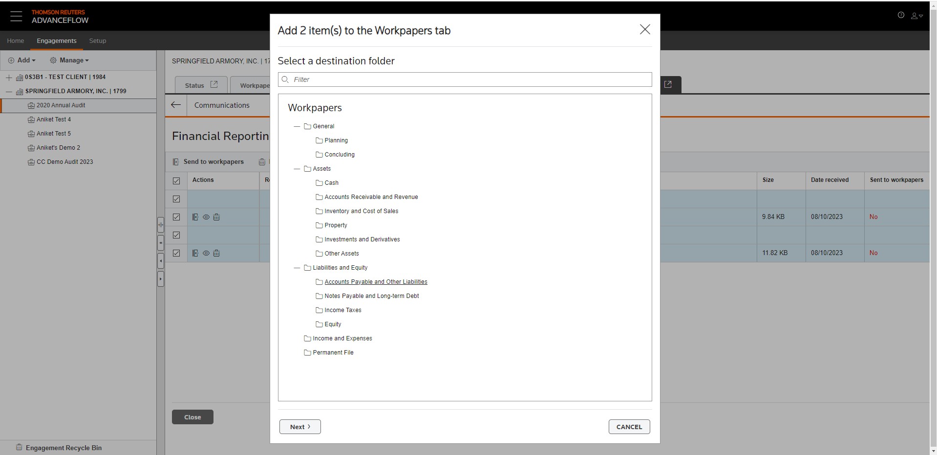 Save to Workpapers