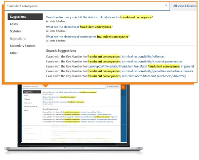 Westlaw Edge - WestSearch Plus search step one