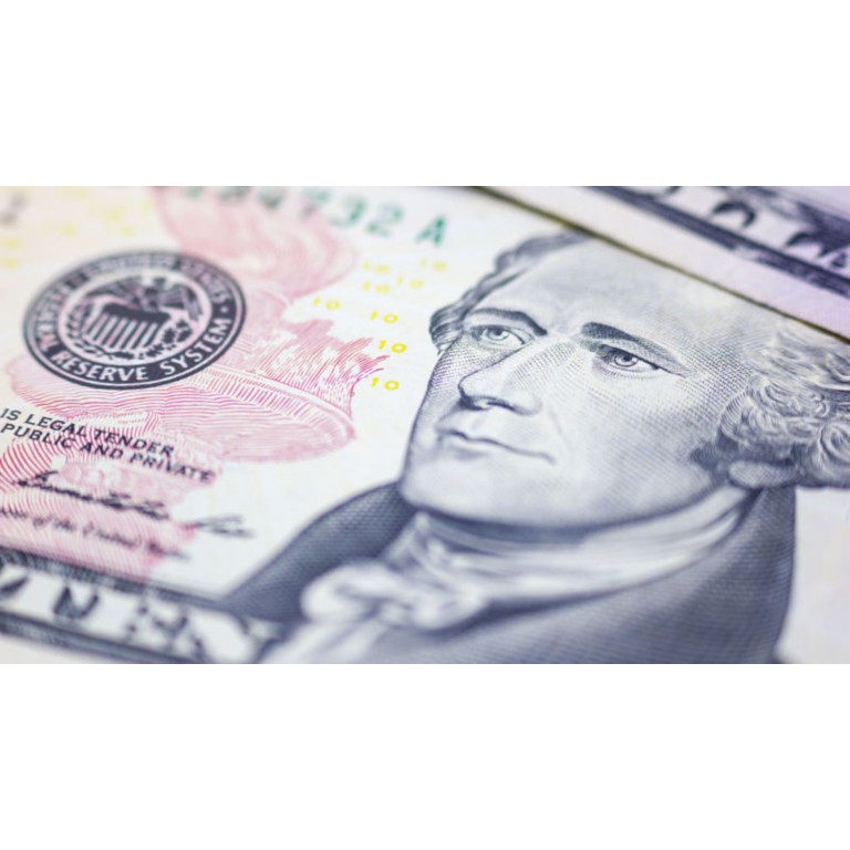 US currency ten dollars
