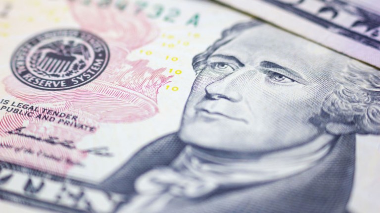 US currency ten dollars