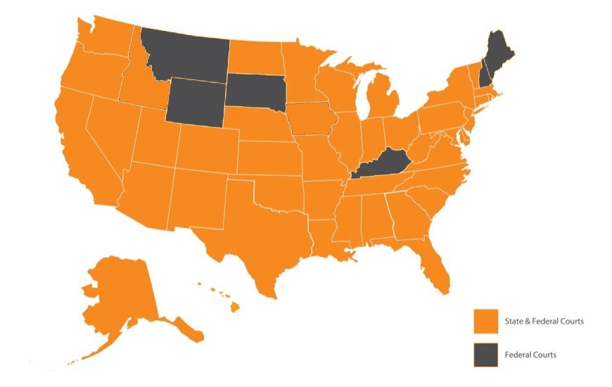 U.S. Dockets and Court Wire Coverage map