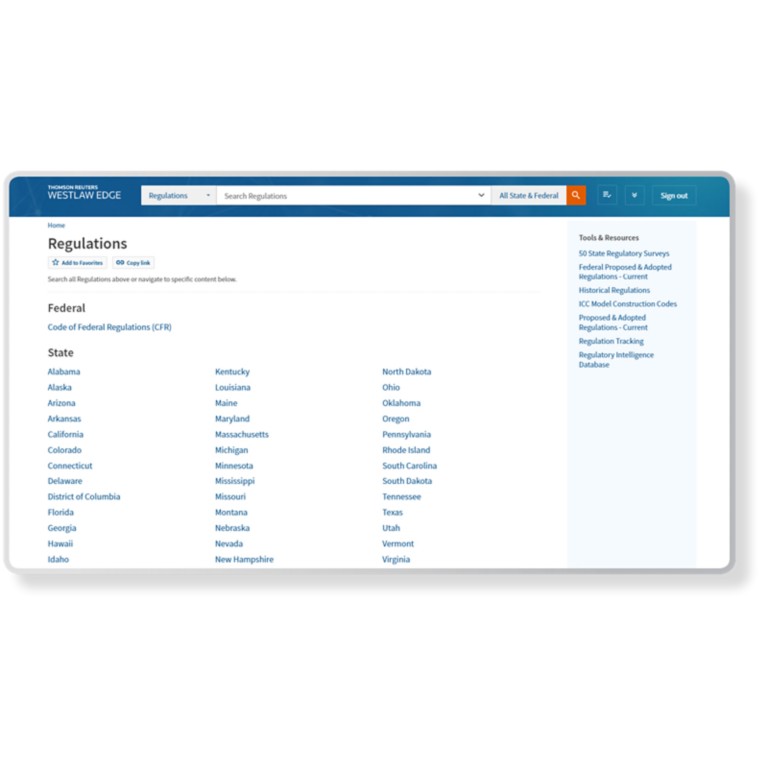 Indexes of state and federal regulations