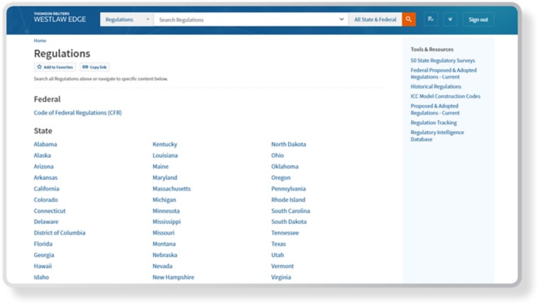 Indexes of state and federal regulations