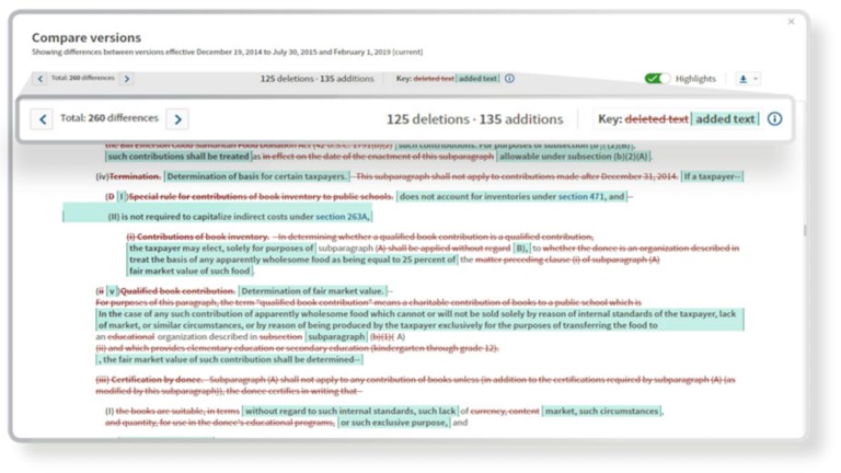 Statutes compare and regulations compare on Westlaw Edge